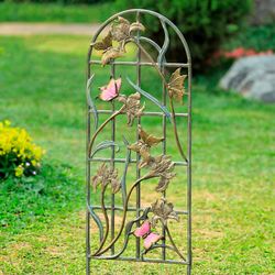 Butterflies and Iris Flowers Garden Trellis Verdi Gold