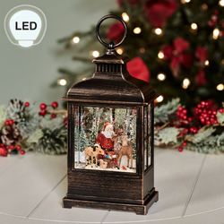 Santa and Forest Friends LED Lantern Bronze
