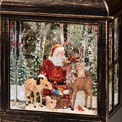 Santa and Forest Friends LED Lantern Bronze