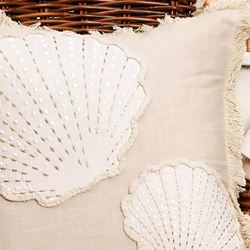 Golden Coast Scallop Shell Decorative Pillow Natural