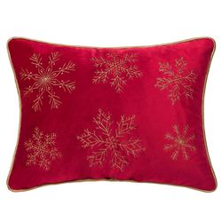 Snowflakes Decorative Pillow Red