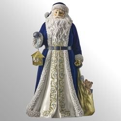 Midnight Frost Santa Table Sculpture Blue