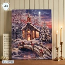 O Come Emmanuel Lighted Canvas Wall Art Multi Warm