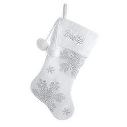 Shimmer Snowflake Stocking White