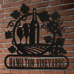 Wine and Grapes Personalized Wall Art Sign