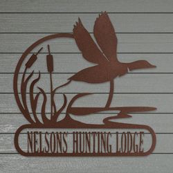 Duck in Cattails Personalized Wall Art Sign