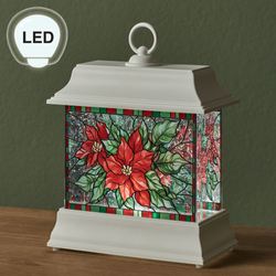 Poinsettia Swirl LED Lantern White