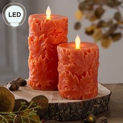 Autumn Leaves LED Candle Orange