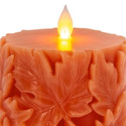 Autumn Leaves LED Candle Orange