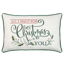 Holiday Dreams Embroidered Rectangle Pillow Ivory