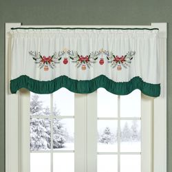 Holiday Dreams Embroidered Scalloped Valance Ivory 72 x 20