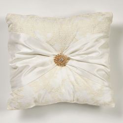 Cameo Lace Sash Tailored Pillow Pearl 18 Square