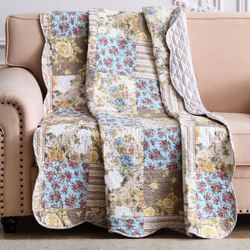 French Country Throw Blanket Multi Warm 50 x 60