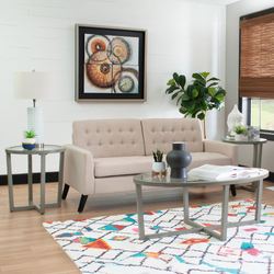 Basilia Coffee Table and End Tables Gray Set of Three