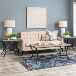 Halina Coffee Table and End Tables Black Set of Three