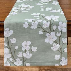 Cherry Blossom Table Runner Sage 15 x 72