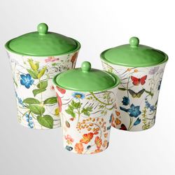 Greenhouse Kitchen Canisters Multi Earth Set of Three