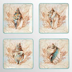 Escape to the Sea Dessert Plates Multi Earth Set of Four
