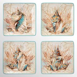 Escape to the Sea Dinner Plates Multi Earth Set of Four