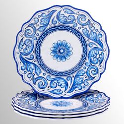 Veranda Melamine Dinner Plates Blue/White Set of Four