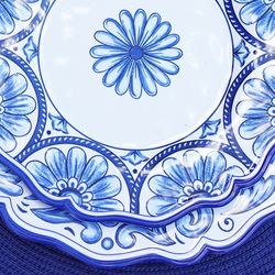 Veranda Melamine Dessert Plates Blue/White Set of Four