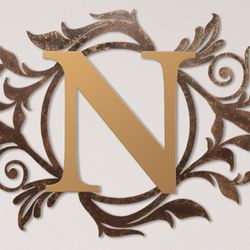 Meglynn Horizontal Monogram Wall Art Sign Gold/Bronze