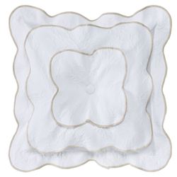 Coral Matelasse Scalloped Pillow White 18 Square
