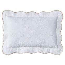 Coral Matelasse Scalloped Rectangle Pillow White