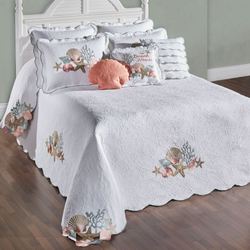 Seashell Medley Grande Bedspread Set White