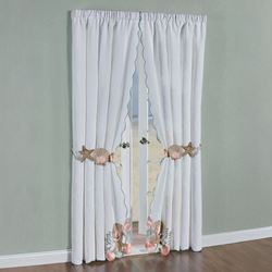 Seashell Medley Curtain Pair White 84 x 84