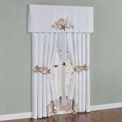 Seashell Medley Scalloped Valance White 60 x 18