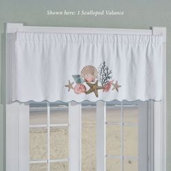 Seashell Medley Scalloped Valance White 60 x 18
