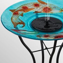 Koi Solar Fountain Birdbath with Stand Multi Earth