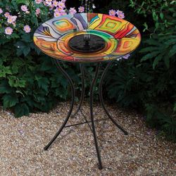 Sierra Solar Fountain Birdbath with Stand Multi Bright