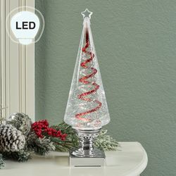 Spiral Swirl LED Tree Table Accent Silver