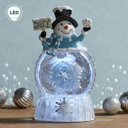 Jovial Swirl LED Snowman Water Globe Light Blue