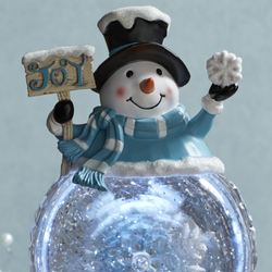 Jovial Swirl LED Snowman Water Globe Light Blue