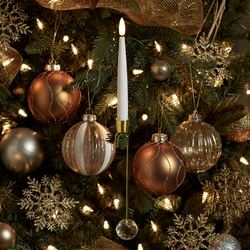 LED Taper Candles with Ornaments White 10 Piece Set