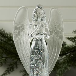 Glitter Swirl LED Praying Angel Figurine Clear