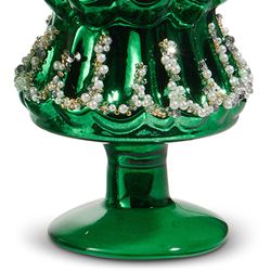 Beaded Christmas Tree Table Accents Green Set of Three