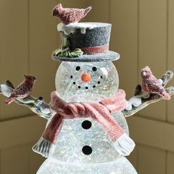 Jolly Swirl Snowman LED Glitter Globe Clear