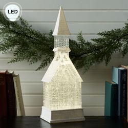 LED Swirling Glitter Church White