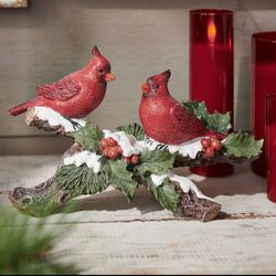 Winter Cardinals on Branch Tabletop Accent Red