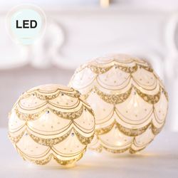 Holiday Jewels LED Globes Gold Set of Two