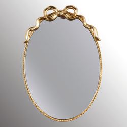 Elegant Bow Oval Wall Mirror Gold