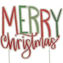 Merry Holiday Yard Stakes Red/Green Set of Three