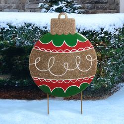 Christmas Ornament Yard Stake Red/Green