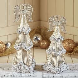 Celestial Angel Figures Clear Set of Two