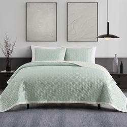 Geo Mini Coverlet Set Celadon