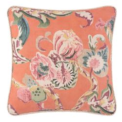 Cara Floral Pillow Coral 18 Square